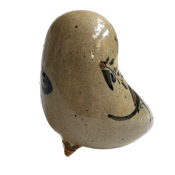 Mexico Pottery Folk Art Hand Painted Bird Brown Blue Green 4" X 4 3/4” Mexican - Picture 5 of 9